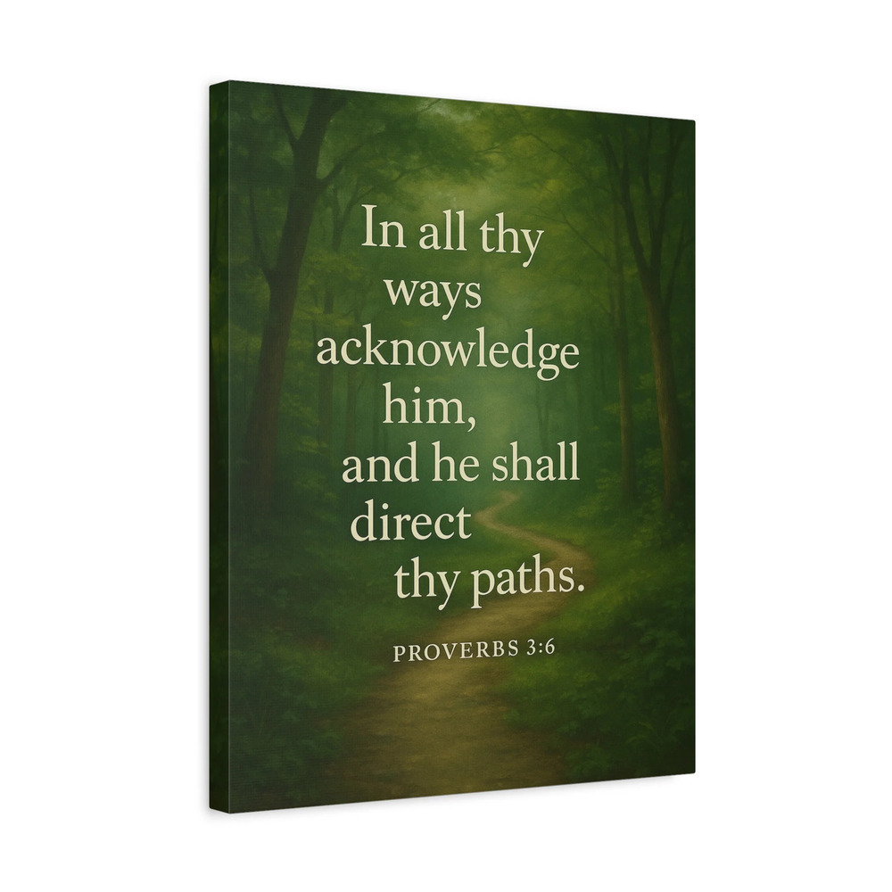 Bible Verse Canvas Proverbs 3:6 Wall Art Scripture Ready to Hang Faith Print
